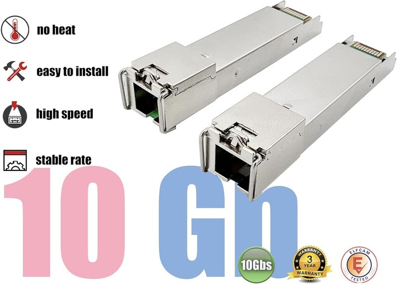 Elfcam ® - 1 Pair 10G SFP+ BiDi SC Fiber Transceiver Module, with SC Fiber Port, Simplex Single Mode 9/125um OS2 Compatible with Arista, DDM 20km - Image 2